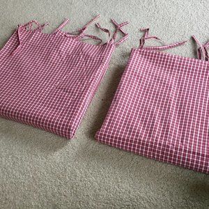 Two gingham window panels / curtains -- 84 in tall